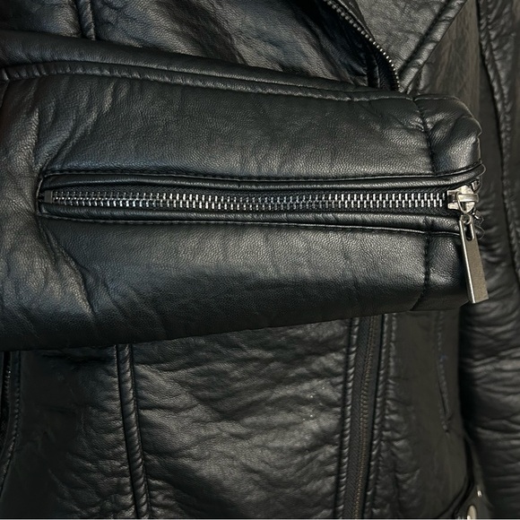 J2 Jou Jou Women Leather Moto Biker Jacket Sz XL Zip Cropped Vegan Black Grunge - Picture 5 of 13